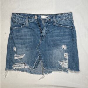 Flying Monkey Distressed Blue Mini Skirt
